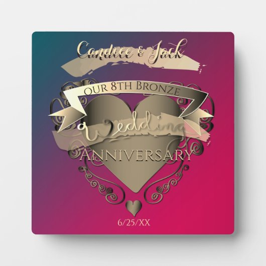 "Ons 8e Jubileum uit de Bronze Wedding" Tourmaline Fotoplaat (Voorkant)