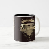 "Ons 8e Jubileum uit de Bronze Wedding" Tweekleurige Koffiemok (Voorkant rechts)