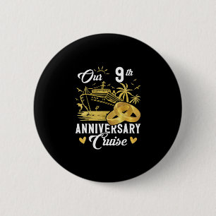 Ons 9-jarig jubileum Gouden Cruise Vakantie Koppel Ronde Button 5,7 Cm