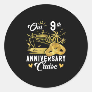 Ons 9-jarig jubileum Gouden Cruise Vakantie Koppel Ronde Sticker