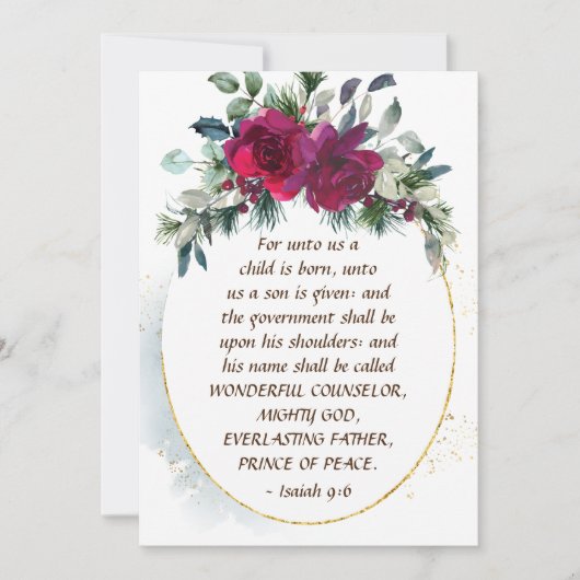 Ons A Child is geboren op 9:6 Kerstmis. Feestdagenkaart (Voorkant)