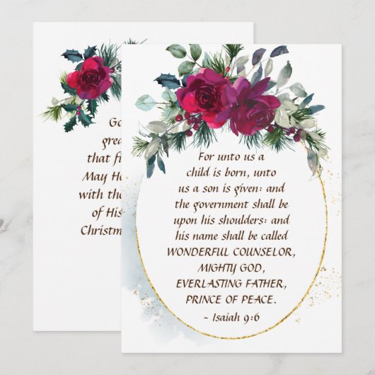 Ons A Child is geboren op 9:6 Kerstmis. Feestdagenkaart (Voorkant / Achterkant)