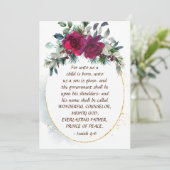 Ons A Child is geboren op 9:6 Kerstmis. Feestdagenkaart (Staand voorkant)