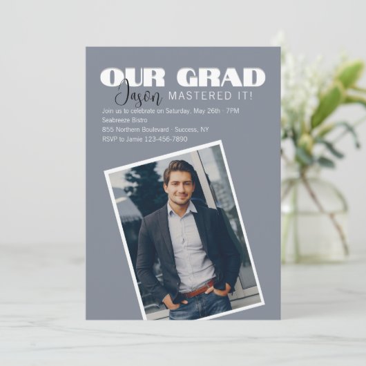 Ons Afstudeerder Foto Afstuderen Uitnodiging (Staand voorkant)