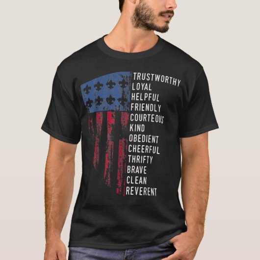 Ons Amerika Vlag Vintage Scouting T-shirt (Voorkant)