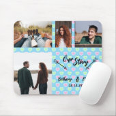 Ons artikelcouponfotocollage blauw hartpatroon muismat (Met muis)