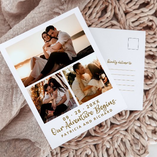 Ons Avontuur Begint 3 Foto Collage Bewaar de Datum Briefkaart