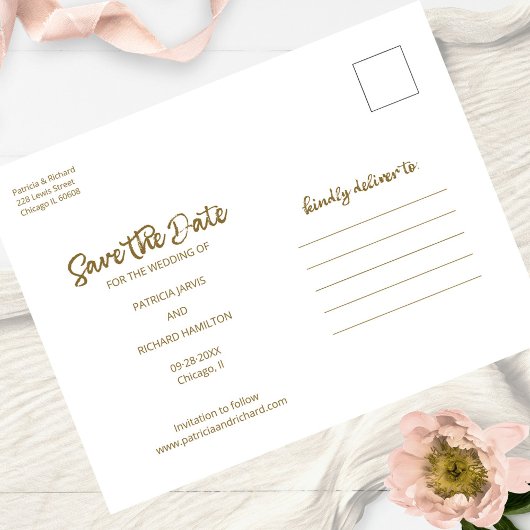 Ons avontuur begint Bewaar de datum 3 Foto Briefkaart