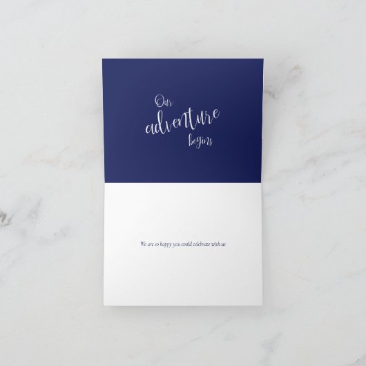 Ons avontuur begint blauw typografisch dank u kaart (Binnen)