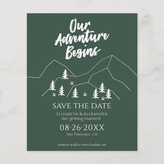 Ons avontuur begint Bos bruiloft Save the Date (Voorkant)