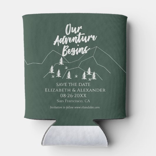 Ons avontuur begint Bos bruiloft Save the Date Blikjeskoeler (Achterkant)