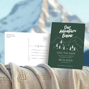 Ons avontuur begint Bos bruiloft Save the Date Briefkaart