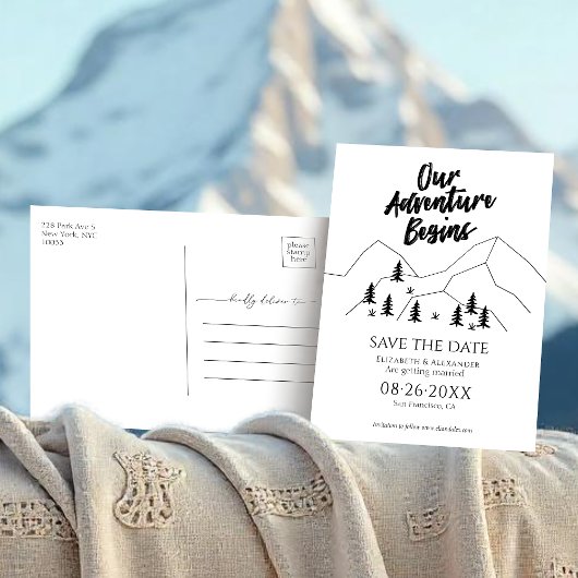 Ons avontuur begint Bos bruiloft Save the Date Briefkaart