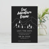 Ons avontuur begint Bos bruiloft Save the Date Kaart (Staand voorkant)