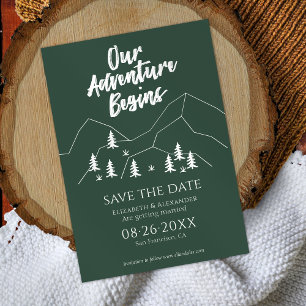 Ons avontuur begint Bos bruiloft Save the Date Kaart