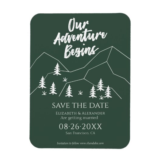 Ons avontuur begint Bos bruiloft Save the Date Magneet (Verticaal)