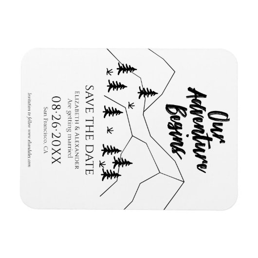 Ons avontuur begint Bos bruiloft Save the Date Magneet (Horizontaal)