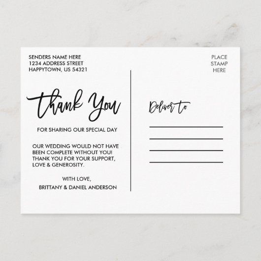 Ons Avontuur Begint Brush Script Trouw Dank Je Briefkaart (Achterkant)