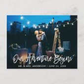 Ons Avontuur Begint Brush Script Trouw Dank Je Briefkaart (Voorkant)