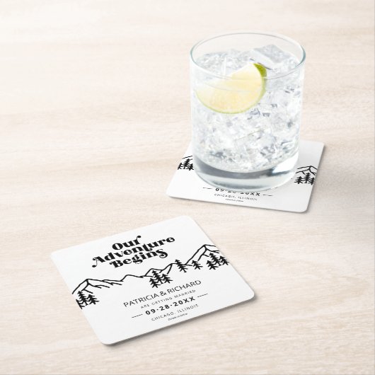 Ons Avontuur Begint Buiten Trouwen Bewaar De Datum Kartonnen Onderzetters (Insitu)