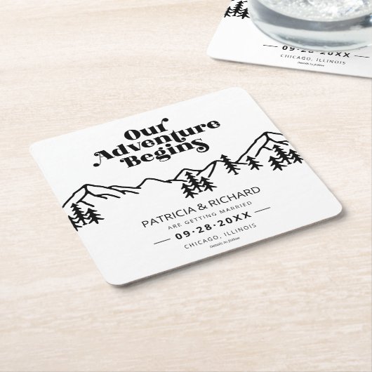 Ons Avontuur Begint Buiten Trouwen Bewaar De Datum Kartonnen Onderzetters (Schuin)