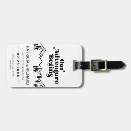 Ons avontuur begint buitenshuis met bruiloft en be bagagelabel