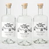 Ons avontuur begint buitenshuis met bruiloft en be likeurfles etiket (Flessen)