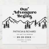 Ons avontuur begint buitenshuis met bruiloft en be likeurfles etiket (Enkel label)