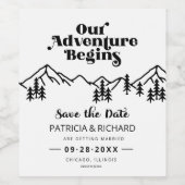 Ons avontuur begint buitenshuis met bruiloft en be wijn etiket (Enkel label)