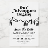 Ons avontuur begint buitenshuis met bruiloft en be wijn etiket (Enkel label)