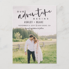 Ons avontuur begint de Foto van het Manuscript spa Aankondigingskaart