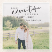 Ons avontuur begint de Foto van het Manuscript spa Glazen Onderzetter (Voorkant)