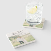 Ons avontuur begint de Foto van het Manuscript spa Stenen Onderzetter (Zijkant)