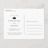 Ons avontuur begint | Drie Foto slaat de datum op Aankondigingskaart (Achterkant)