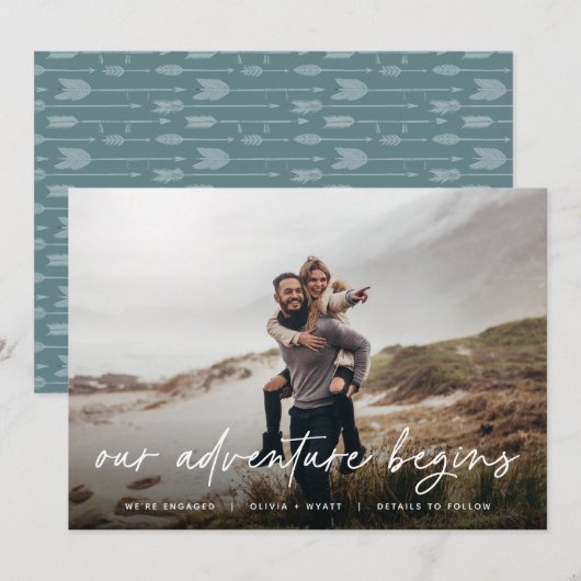 Ons avontuur begint | Foto-Verloving Aankondiging (Voorkant / Achterkant)