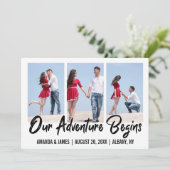 Ons avontuur begint fotocollage sparen de datum aankondiging (Staand voorkant)