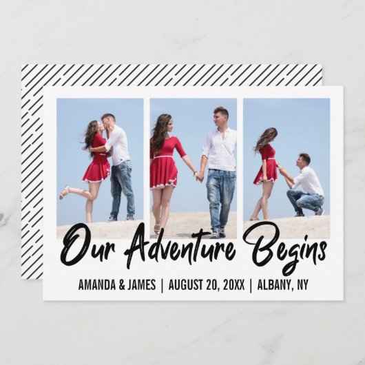 Ons avontuur begint fotocollage sparen de datum aankondiging (Voorkant / Achterkant)