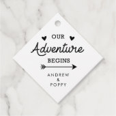 Ons avontuur begint harten en pijlen bedankjes labels (Voorkant)