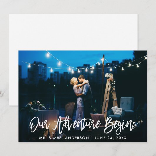 Ons avontuur begint het Band van het Manuscript va Bedankkaart (Voorkant / Achterkant)