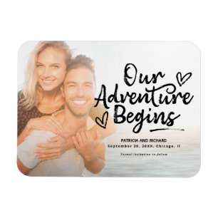 Ons Avontuur Begint Huwelijk Save The Date Foto Magneet