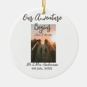 Ons avontuur begint koppel foto liefde & bedankt keramisch ornament