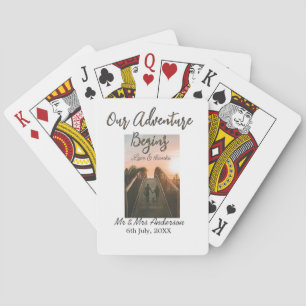 Ons avontuur begint koppel foto liefde & bedankt pokerkaarten