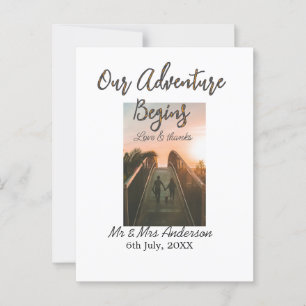 Ons avontuur begint koppel foto liefde & dank briefkaart