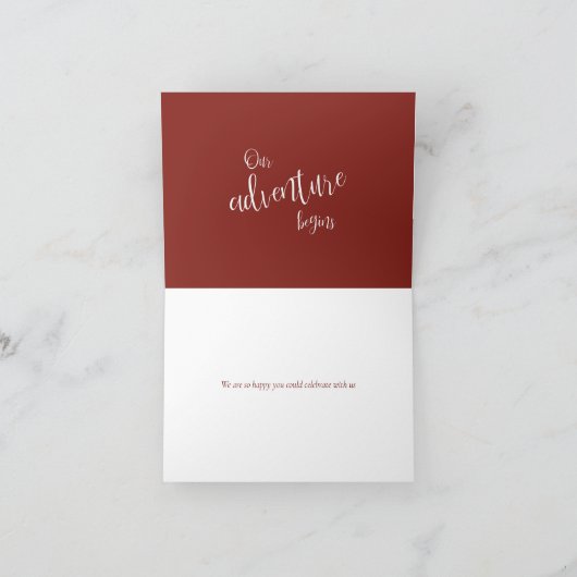 Ons avontuur begint maroon kalligrafie dank je kaart (Binnen)