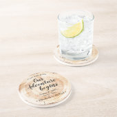 Ons avontuur begint met de Rustic Wood Grain Print Zandsteen Onderzetter (Zijkant)