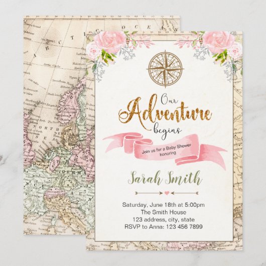 Ons avontuur begint met de uitnodiging (Voorkant / Achterkant)