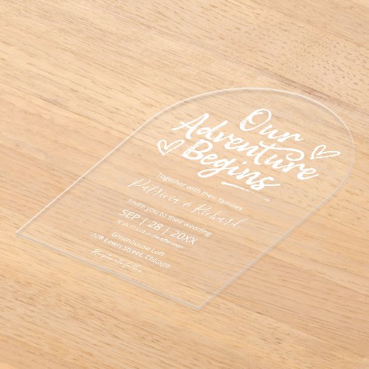 Ons avontuur begint met een bijtende bruiloft acryl uitnodigingen (Laagn)