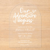 Ons avontuur begint met een bijtende bruiloft acryl uitnodigingen (Voorkant)