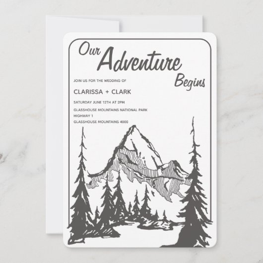 Ons avontuur begint met een minimalistisch huwelij kaart (Voorkant)