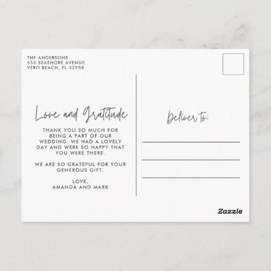 Ons avontuur begint met Honeymoon Weddenschap Beda Briefkaart (Achterkant)